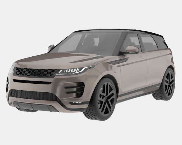 Carro suv realista isolado na ilustração de renderização 3d de fundo