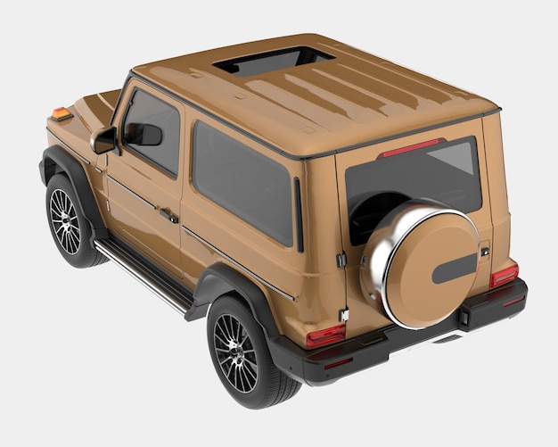 Carro SUV realista isolado na ilustração de renderização 3d de fundo