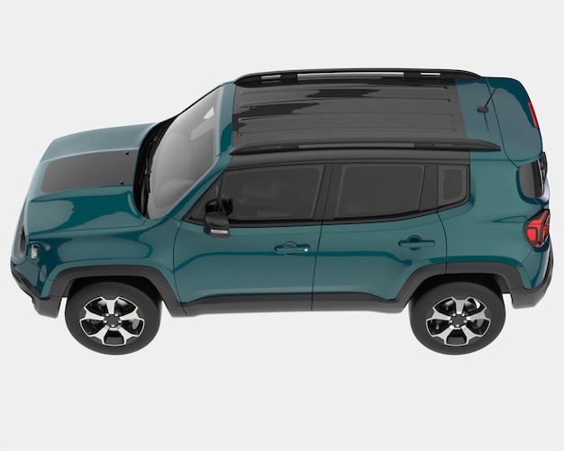 Carro SUV realista isolado na ilustração de renderização 3d de fundo