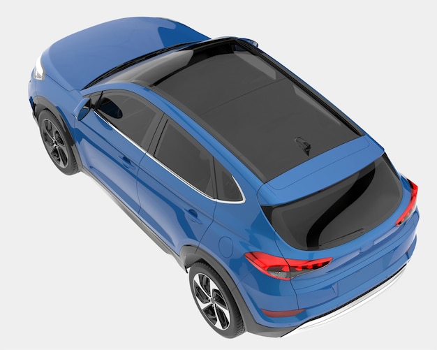 Carro SUV realista isolado na ilustração de renderização 3d de fundo