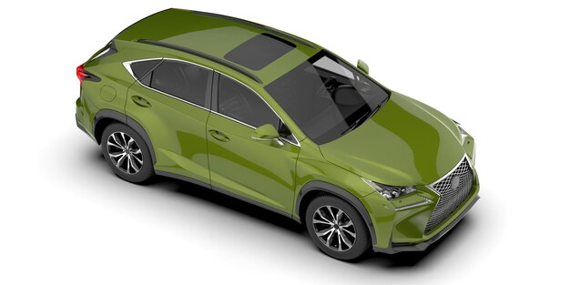 Carro SUV realista isolado na ilustração de renderização 3d de fundo