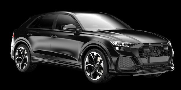 Carro SUV realista isolado na ilustração de renderização 3d de fundo