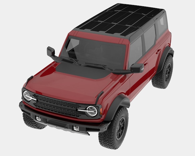 Carro SUV realista isolado na ilustração de renderização 3d de fundo