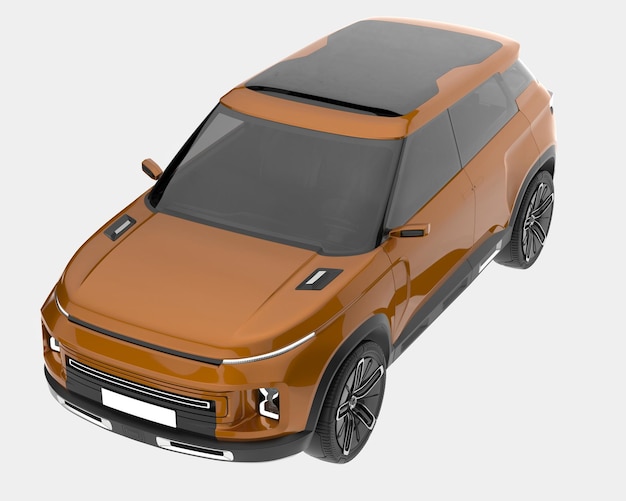 Carro SUV realista isolado na ilustração de renderização 3d de fundo