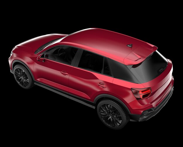 Carro SUV realista isolado na ilustração de renderização 3d de fundo