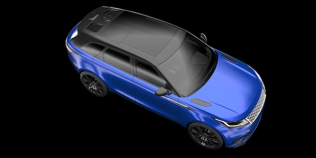 Carro SUV realista isolado na ilustração de renderização 3d de fundo