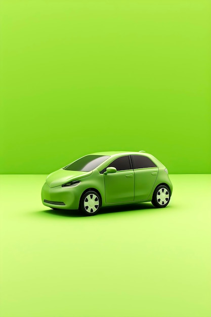 Foto carro verde: conceito de transporte sustentável gerado pela ia