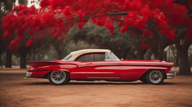 Foto carro vintage vermelho cool retro clássico fundo papel de parede arte digital artes