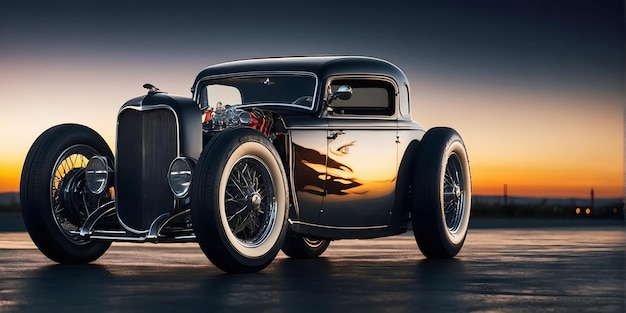 Carros de corrida clássicos, carros vintage retrô, velhos, mas bons. Renderização e ilustração em 3D.