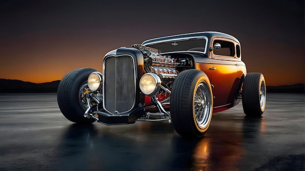 Carros de corrida clássicos, carros vintage retrô, velhos, mas bons. Renderização e ilustração em 3D.