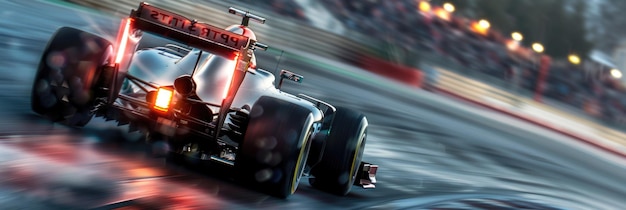 Carros de Fórmula correndo na pista do circuito enquanto dirigem a alta velocidade