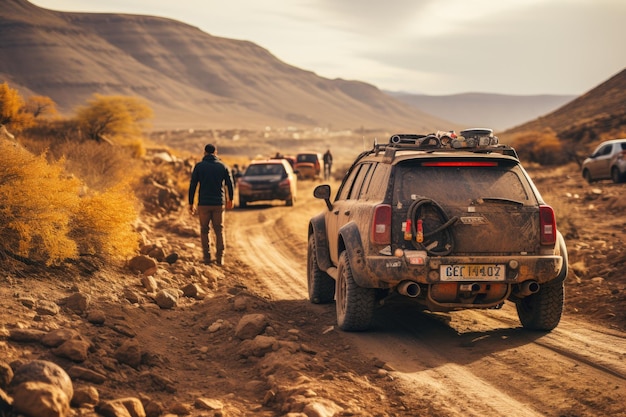 Carros de rali preparados para o trail generative IA