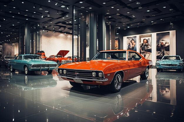 Foto carros em um showroom moderno