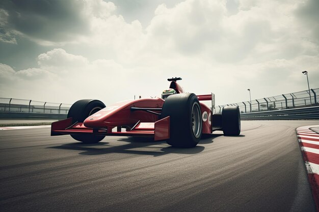 Carros rápidos acelerando em uma pista de corrida de Fórmula 1 Preparados para ir em frente