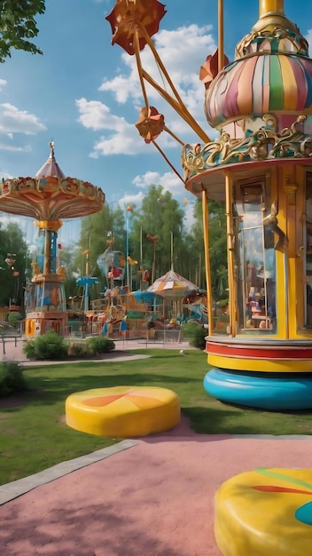 Carruseles y atracciones en el parque infantil de Cheboksary Rusia 19052024