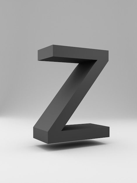 Carta 3d simple negrita. Negro sobre fondo gris.