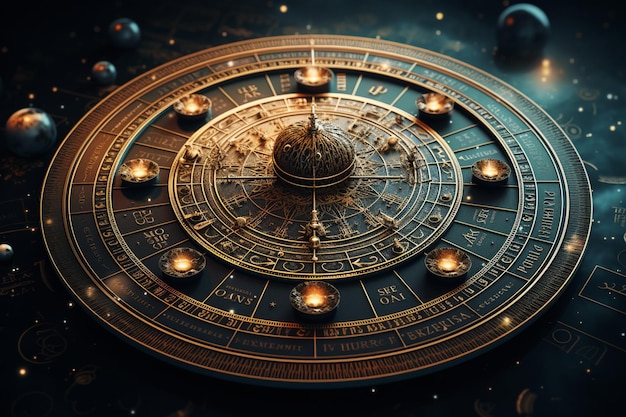 Carta astronómica con signos del zodíaco Fondo zodiacal