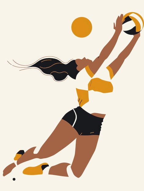 Carta de Afirmação Mulher jogando vôlei em estilo de arte minimalista IA gerativa