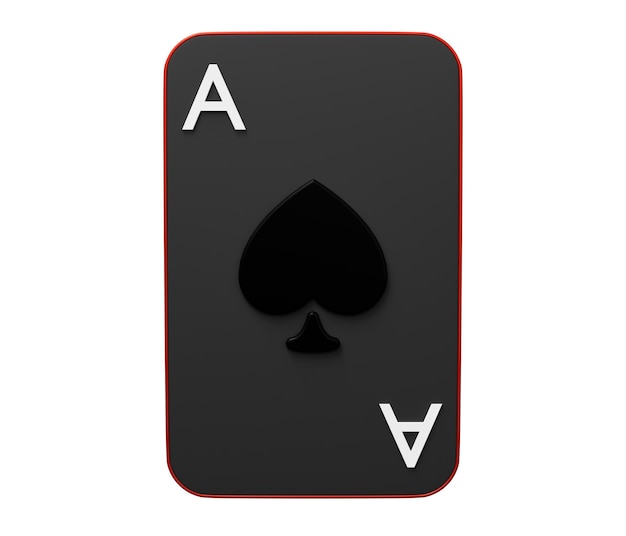 Carta de jogar Ace Spade 3d 3d render ilustração de ícone mínimo dos desenhos animados