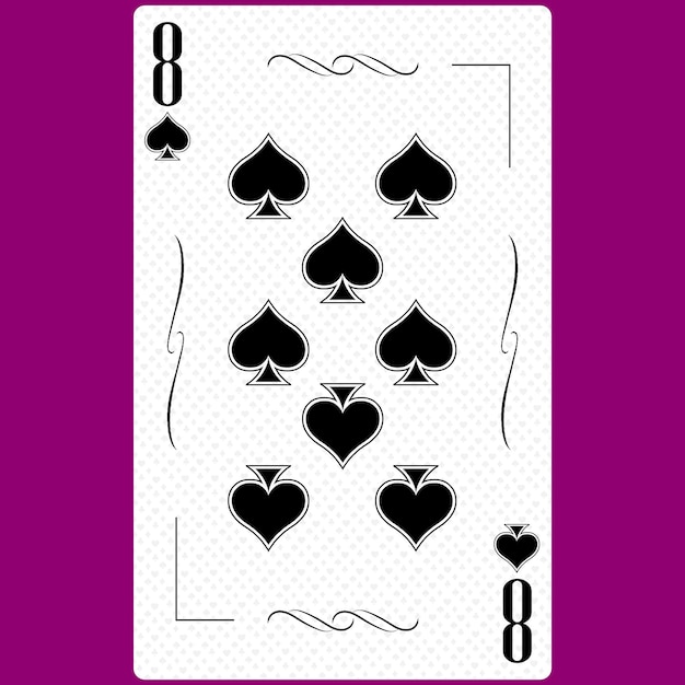 Carta de jogo Oito pá terno 8 design moderno preto e branco tamanho padrão pôquer pôquer cassino 3D render ilustração 3D