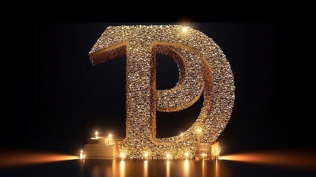 Carta DP Fondo elegante con elementos de marco de corazón dorado y decoración de efecto de luz brillante creada por AI generativa