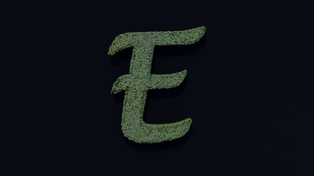 Foto carta de hierba e diseño 3d del alfabeto texto de letra mayúscula fuente verde fondo blanco aislado