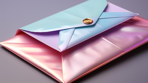 Carta Postal Pastel com Cores Azul Pálido e Rosa