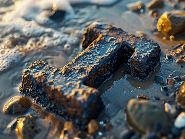 Foto una carta en relieve aparece en la playa.