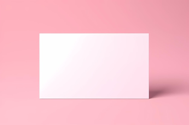 Cartão branco em branco isolado em fundo de cor pastel rosa renderização 3D conceitual mínima