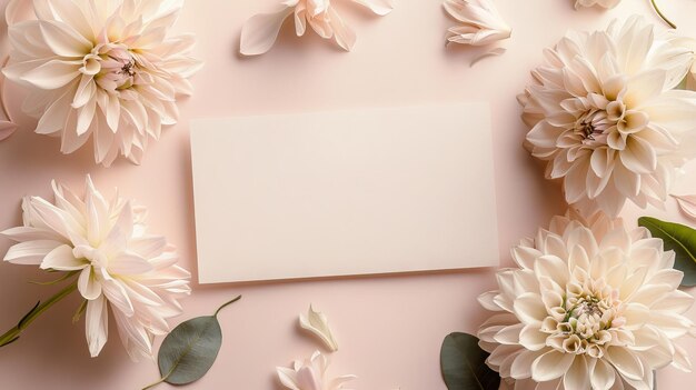 Cartão branco vazio com flores de lótus