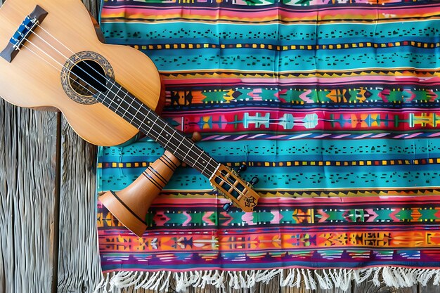 Foto cartão cinco de mayo com instrumentos musicais mexicanos