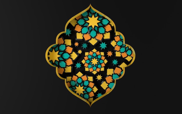 Cartão comemorativo com gráfico de papel árabe intrincado de arte geométrica islâmica