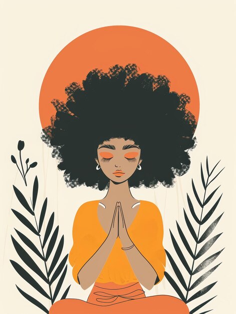 Foto cartão de afirmação com ilustração de mulher afrohaired ai gerativa