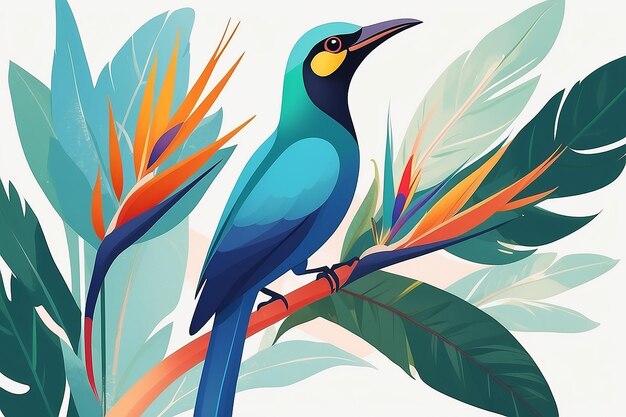 Cartão de Afirmação com Minimalista Pássaro do Paraíso Ilustração IA Gerativa