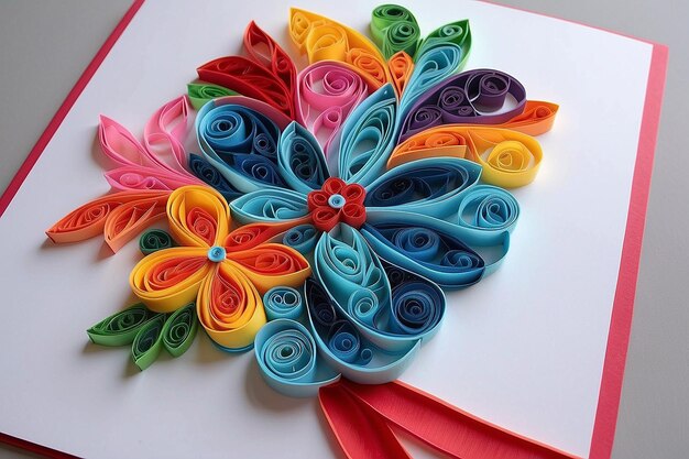 Foto cartão de aniversário de ribbon quilling diy