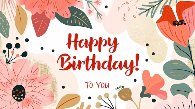 Cartão de aniversário floral pastel com saudação para você