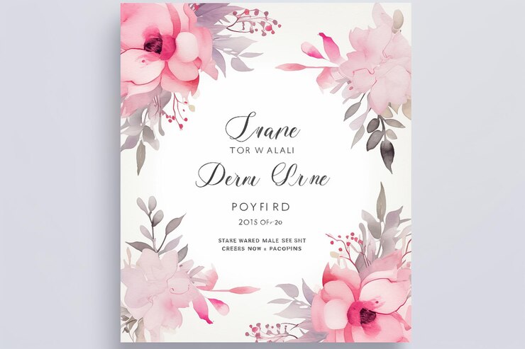 Foto cartão de casamento flores aquarela fundo
