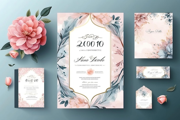 Cartão de convite de casamento com design elegante e sofisticado Banner de conferência de negócios