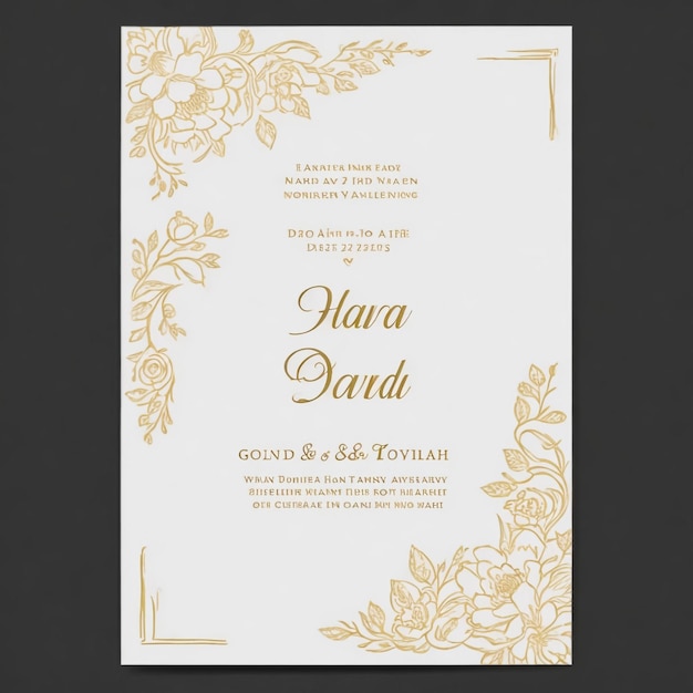 Foto cartão de convite de casamento com flores e flores desenhado à mão decoração de ornamento estilo de arte doodle