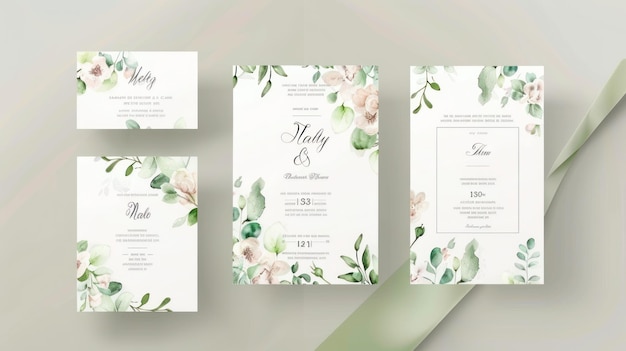 Cartão de convite de casamento elegante de luxo com bela natureza flor de aquarela imagem gerada por IA