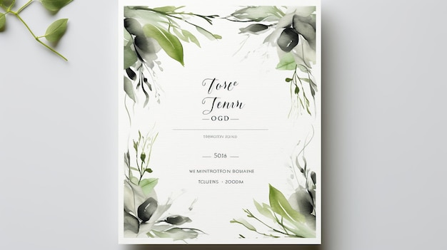 Foto cartão de convite de casamento elegante de luxo com imagem gerada por ia de flores em aquarela de natureza linda