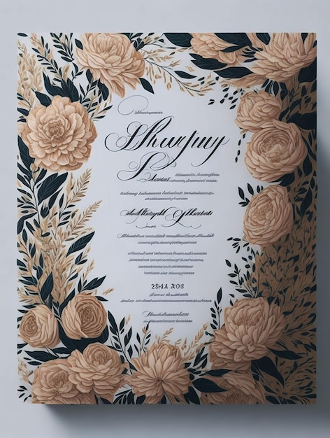 Cartão de convite de casamento floral lindo desenhado à mão generativo ai