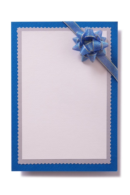 Cartão de convite de convite azul decoração de arco vertical plano vertical