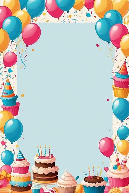 Cartão de convite de festa de aniversário com espaço vazio para texto