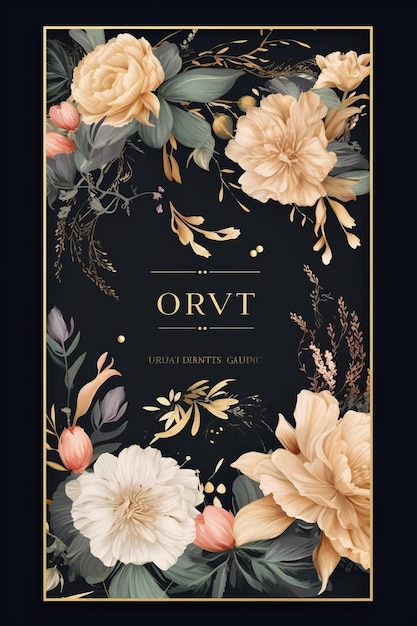 Cartão de convite de luxo em estilo botânico
