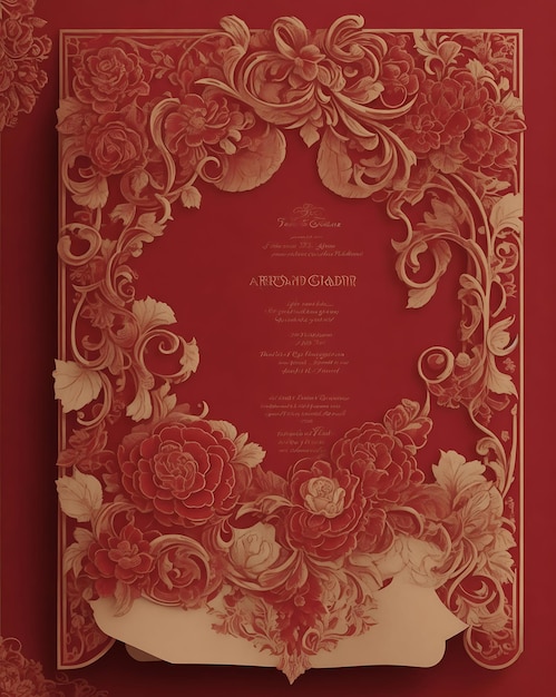 Cartão de convite para jardim de flores vermelhas