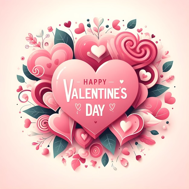 Cartão de coração de Dia dos Namorados Modelo de cartão de coração rosa