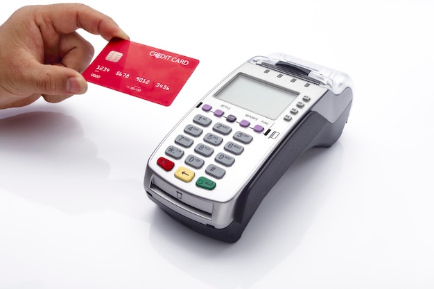 Cartão de crédito e terminal pos em branco