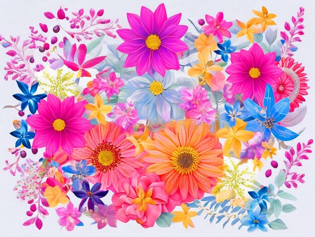 Foto cartão de felicitações de ano novo com flores coloridas ilustração vetorial para download gratuito