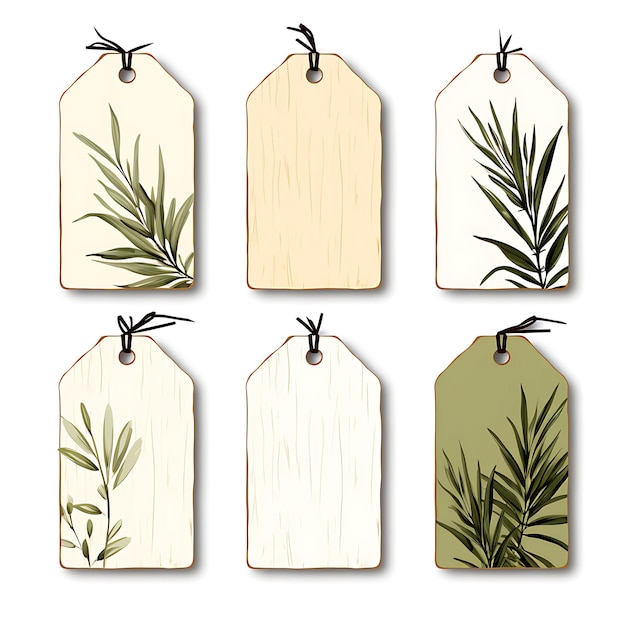 Foto cartão de identificação da loja de palmeiras de bambu cardstock de bambu tag card palm lea esboço de aquarela